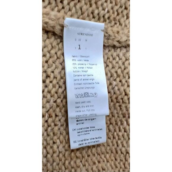 Strenesse womens large wool mohair camel brown fringe poncho sweater tan Italian - Picture 6 of 7